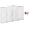vidaXL 9 db &iacute;ves horganyzott vas gabion kos&aacute;r 400x50x220/240 cm