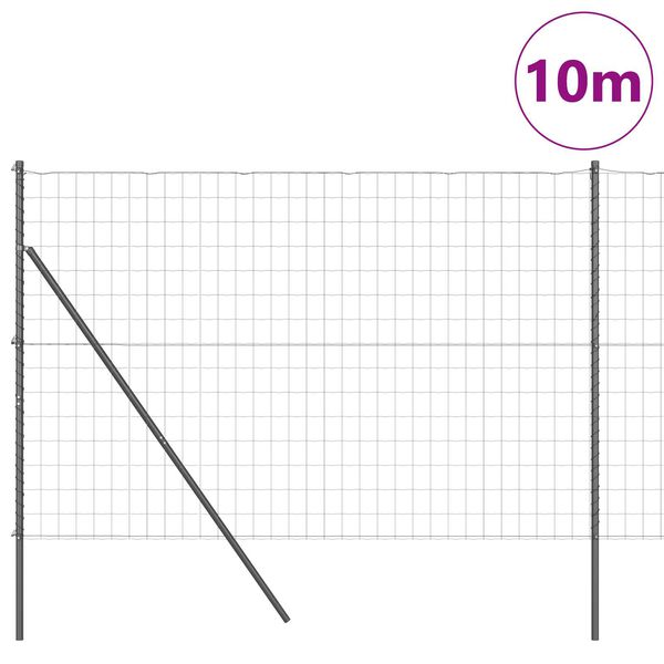 vidaXL Ker&iacute;t&eacute;s oszlopokkal Sz&uuml;rke 1,5 x 10 m Ac&eacute;l &eacute;s PVC