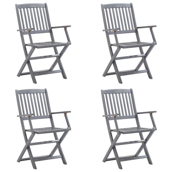 vidaXL 4 db összecsukható tömör akácfa kültéri szék párnával