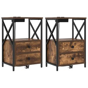 vidaXL &Eacute;jjeliszekr&eacute;ny 2 db F&uuml;st&ouml;lt t&ouml;lgy 40 x 31 x 60 cm Szerelt Fa