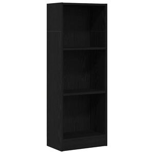 vidaXL fekete t&ouml;lgyfa k&ouml;nyvespolc 40 x 24 x 109 cm