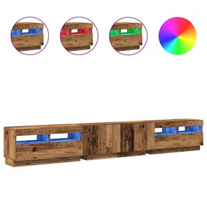 vidaXL antik fa sz&iacute;nű szerelt fa TV-szekr&eacute;ny LED-ekkel 260x35x40 cm