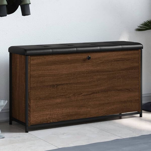 vidaXL barna t&ouml;lgysz&iacute;nű cipőpad lehajthat&oacute; fi&oacute;kkal 102 x 32 x 56 cm