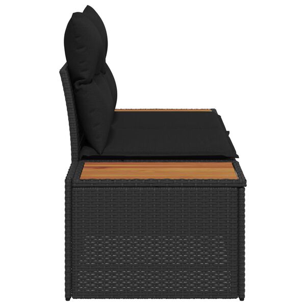 vidaXL Kerti kanap&eacute; Fekete 184 x 62 x 85cm polirattan