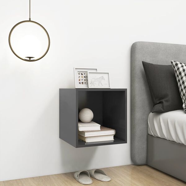 vidaXL szürke szerelt fa fali szekrény 37 x 37 x 37 cm