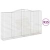vidaXL 15 db &iacute;ves horganyzott vas gabion kos&aacute;r 400x50x220/240 cm