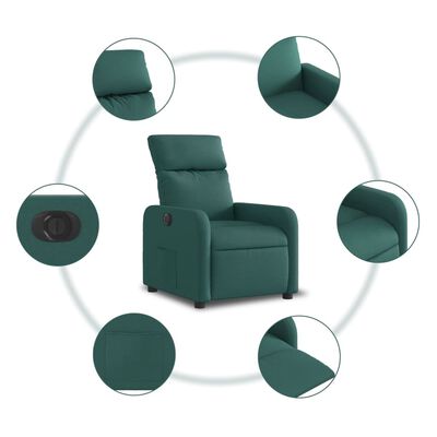 vidaXL sötétzöld szövet elektromos dönthető fotel