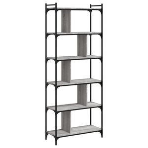 vidaXL 6 szintes sz&uuml;rke sonoma sz&iacute;nű fa k&ouml;nyvespolc 76 x 32 x 192 cm