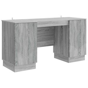 vidaXL Asztal Sz&uuml;rke Sonoma 142,5 x 50 x 75 cm Szerelt Fa