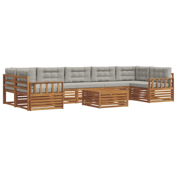 vidaXL K&uuml;lt&eacute;ri kanap&eacute; szett 8 pcs Term&eacute;szetes &eacute;s Vil&aacute;gossz&uuml;rke