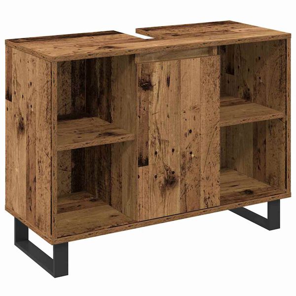 vidaXL F&uuml;rdőszoba b&uacute;tor szett polcokkal t&aacute;rol&oacute;val 3 pcs Barna Faanyag