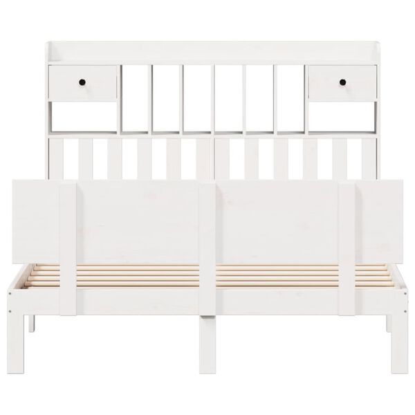 vidaXL feh&eacute;r t&ouml;m&ouml;r fenyőfa k&ouml;nyvespolcos &aacute;gy matrac n&eacute;lk&uuml;l 160x200 cm