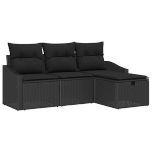 vidaXL Kanap&eacute; Szett p&aacute;rn&aacute;val 4 pcs polirattan