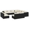 vidaXL 11 r&eacute;szes fekete polyrattan kerti &uuml;lőgarnit&uacute;ra p&aacute;rn&aacute;kkal