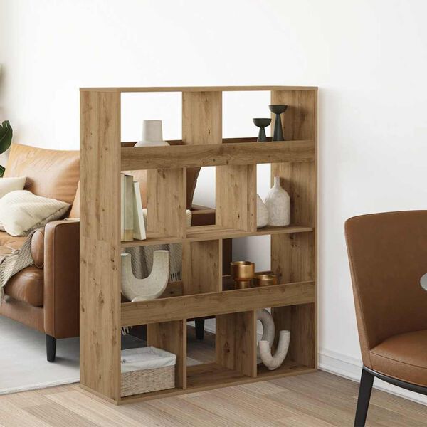 vidaXL k&eacute;zműves t&ouml;lgy sz&iacute;nű szerelt fa k&ouml;nyvespolc 100 x 33 x 125,5 cm