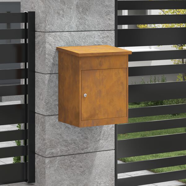 vidaXL Csomagz&aacute;r&oacute; doboz Rozsd&aacute;s 47.5 x 38 x 59 cm Időj&aacute;r&aacute;s&aacute;ll&oacute; ac&eacute;l