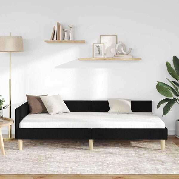 vidaXL Sarok&aacute;gy keret fejt&aacute;ml&aacute;val Fekete 80 x 200 cm sz&ouml;vet