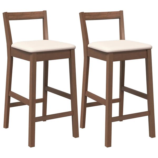 vidaXL 2 db barna tömörfa gumiból bárszékek párnákkal