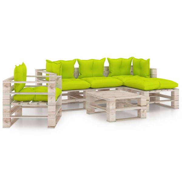 vidaXL 6 r&eacute;szes fenyőfa kerti raklap-b&uacute;torgarnit&uacute;ra p&aacute;rn&aacute;kkal