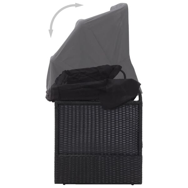 vidaXL fekete polyrattan k&uuml;lt&eacute;ri kanap&eacute; napellenzővel