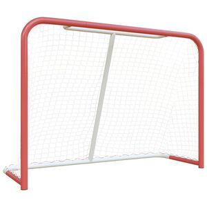 vidaXL feh&eacute;r-piros ac&eacute;l &eacute;s poli&eacute;szter h&aacute;l&oacute;s j&eacute;gkorongkapu 153x60x118cm