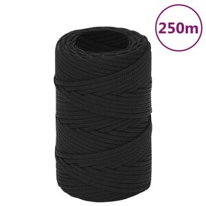 vidaXL teljesen fekete polipropil&eacute;n haj&oacute;k&ouml;t&eacute;l 2 mm 250 m