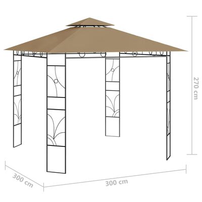 vidaXL tópszínű pavilon 3 x 3 x 2,7 m 160 g/m²
