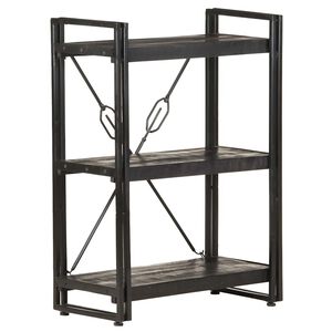 vidaXL 3 szintes fekete t&ouml;m&ouml;r mang&oacute;fa k&ouml;nyvespolc 60 x 30 x 80 cm