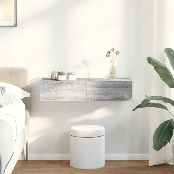 vidaXL Falipolc fiókokkal szürke sonoma 80x33x17 cm műszaki fa