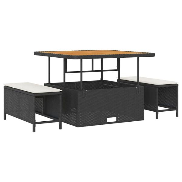 vidaXL Kerti Kanapé Szett párnával 12 pcs Fekete polirattan