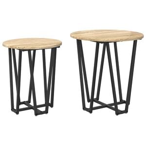 vidaXL Kisasztal k&eacute;szlet 2 db Sonoma T&ouml;lgy &eacute;s Fekete 50 x 50 x 50,5 cm