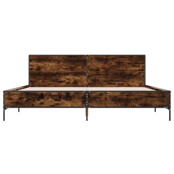 vidaXL f&uuml;st&ouml;s t&ouml;lgy sz&iacute;nű szerelt fa &eacute;s f&eacute;m &aacute;gykeret 180 x 200 cm