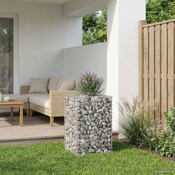 vidaXL Gabion emelt &aacute;gy Ez&uuml;st 50 x 50 x 80 cm Horganyzott ac&eacute;l