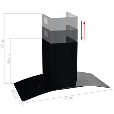 vidaXL fekete rozsdamentes acél fali páraelszívó 756 m³/h 90 cm