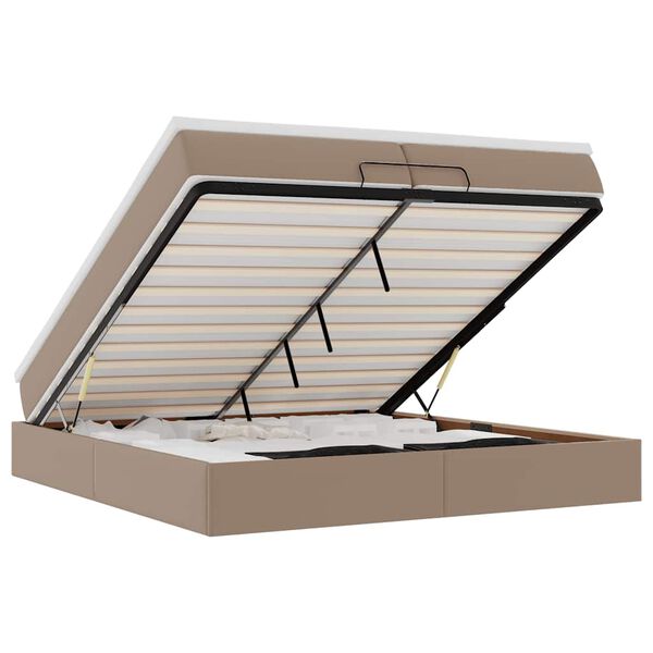 vidaXL Ottom&aacute;n &aacute;gykeret matraccal Cappucino 200x200cm műbőrrel