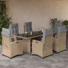 vidaXL 7 r&eacute;szes vegyes b&eacute;zs polyrattan kerti &eacute;tkezőgarnit&uacute;ra p&aacute;rn&aacute;kkal