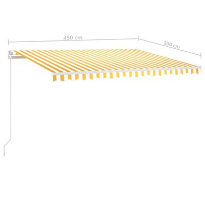 vidaXL sárga és fehér kézzel kihúzható napellenző 450 x 300 cm