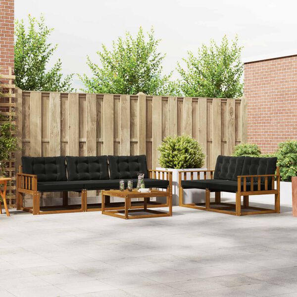 vidaXL K&uuml;lt&eacute;ri kanap&eacute; szett p&aacute;rn&aacute;val 6 pcs Term&eacute;szetes &eacute;s fekete