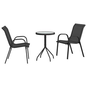 vidaXL Kert Bistro K&eacute;szlet 3 db Fekete Ac&eacute;l