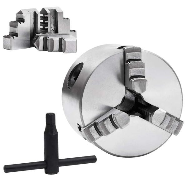 vidaXL 3 szor&iacute;t&oacute;pof&aacute;s &ouml;nk&ouml;zpontos&iacute;t&oacute; ac&eacute;l esztergatokm&aacute;ny 80 mm