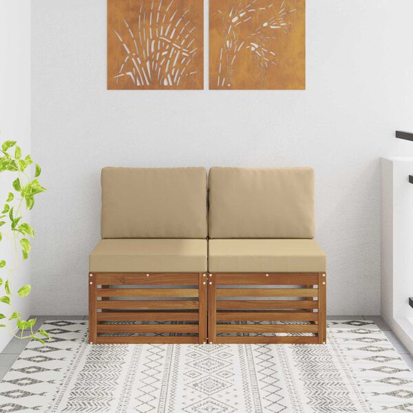 vidaXL 2 Darab K&uuml;lt&eacute;ri k&ouml;z&eacute;pső kanap&eacute; T&ouml;m&ouml;r Ak&aacute;cfa Term&eacute;szetes