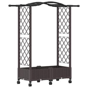 vidaXL Magas&iacute;tott &Aacute;gy Trellis-szel &eacute;s Tetővel Barna 124 x 40 x 121 cm