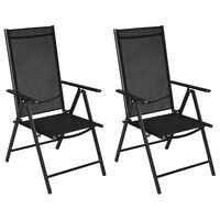 vidaXL 2 db fekete összecsukható alumínium és textilén kerti szék