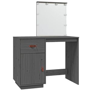 vidaXL sz&uuml;rke t&ouml;m&ouml;r fenyőfa f&eacute;s&uuml;lk&ouml;dőasztal LED-del 95 x 50 x 133,5 cm