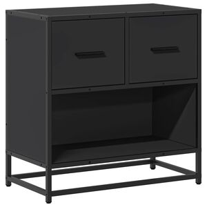 vidaXL fekete sz&iacute;nű szerelt fa &eacute;s f&eacute;m &eacute;jjeliszekr&eacute;ny 60 x 31 x 60 cm