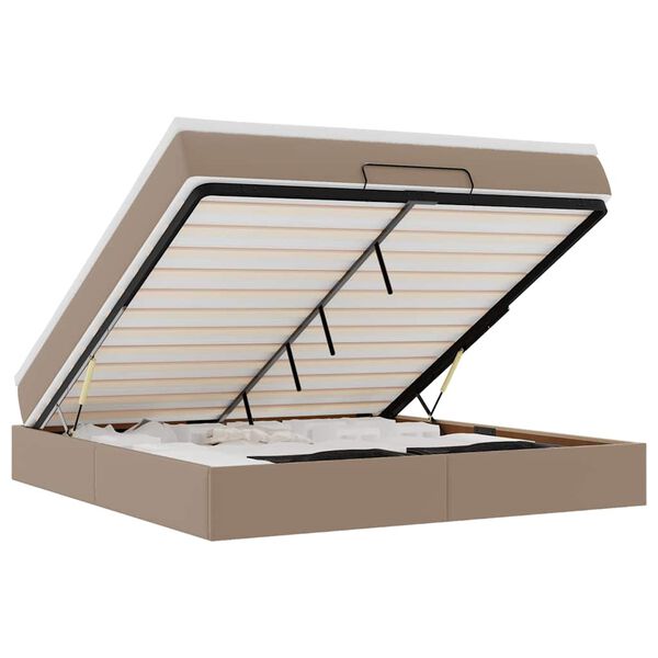 vidaXL Ottom&aacute;n &aacute;gykeret matraccal Cappucino 180x200cm műbőrrel