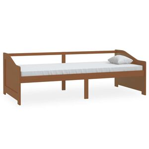 vidaXL m&eacute;zbarna 3 szem&eacute;lyes t&ouml;m&ouml;r fenyőfa kanap&eacute;&aacute;gy 90 x 200 cm