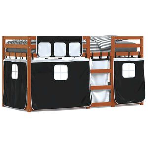 vidaXL barna &eacute;s fekete t&ouml;m&ouml;r fenyőfa emeletes &aacute;gy matrac n&eacute;lk&uuml;l 90 x 200 cm