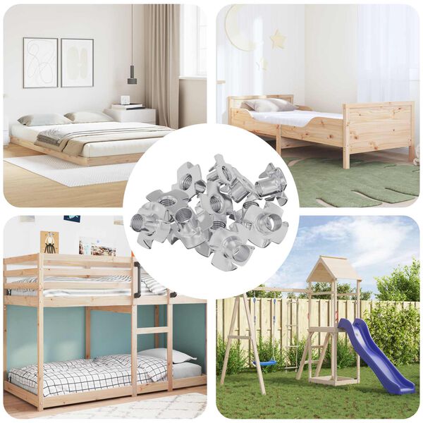 vidaXL Pronged T-any&aacute;s 12 pcs Ez&uuml;st M6 mm Ac&eacute;l