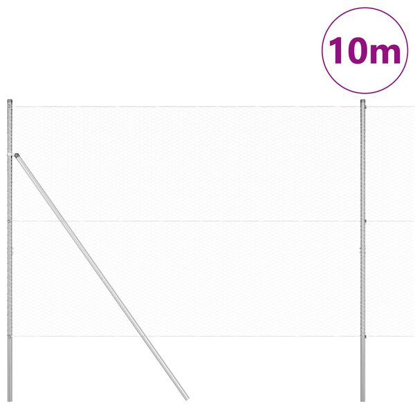 vidaXL Ker&iacute;t&eacute;soszlop Ez&uuml;st 10 x 1,5 m (25 mm h&aacute;l&oacute;) Ac&eacute;l